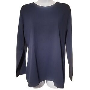 Susan Graver Modern Essentials Navy Blue Long Sleeve Tunic Top Size L‎ EUC